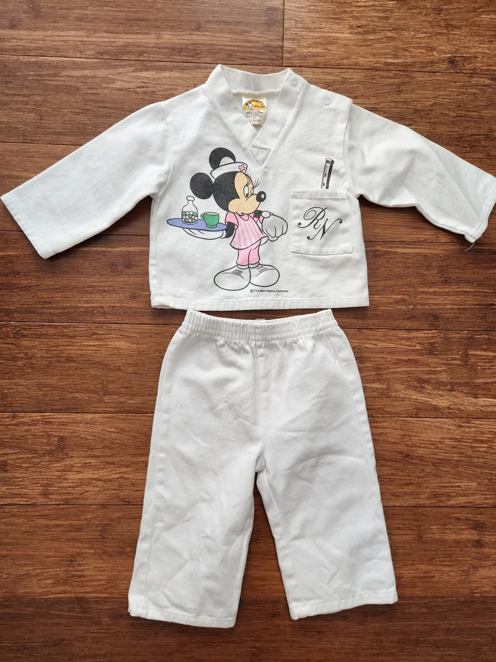 Vintage Disney Baby Girl's Minnie Mouse Nurse Scrubs Costume Halloween 12 Months